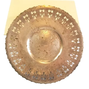 Vintage Copper Color Plate Ornate Rim 9" Etched Pierced - Picture 1 of 7