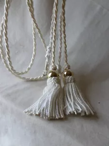 Gardinenbommel Quaste Kordel mit Bommel für Gardinen Weiss-länge 1m 30cm- - Bild 1 von 4