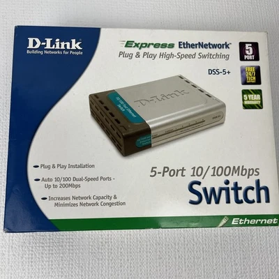 D-link BDSS-5+ 5-Port 10/100 Express Ether Network Switch Open Box - Image 1 of 4