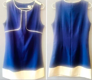 ANTHROPOLOGIE MOLLY BRACKON NAVY OFF WHITE COLOR BLOCK SHEATH DRESS WOMENS M~NWT - Picture 1 of 7