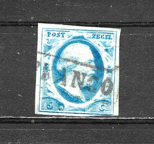 Olanda 1852 Definitivi Re Guglielmo III 5 C Blu USATO NE708 - Foto 1 di 2