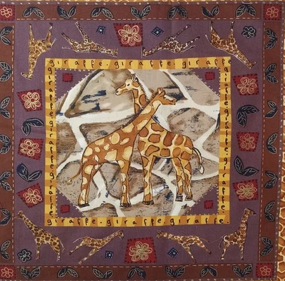 Tesoros atemporales ~ "Jirafa" ~ Panel de tela de algodón ~ Acentos dorados ~ 15"x15" Foto 1 de 4