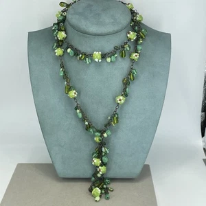 vintage Murano glass necklace beaded y drop cluster statement long - Picture 1 of 12