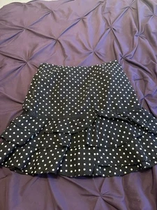 Gonna a pois bianca e nera Inc International Concepts taglia 10 - Foto 1 di 4