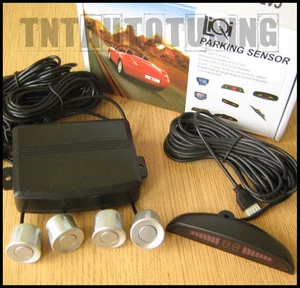 Reverse Parking Kit with 4 Grey / Silver Sensors - LED Display - Buzzer Alarm - Bild 1 von 1
