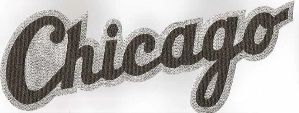 HUGE SCRIPT METALLIC CHICAGO WHITE SOX IRON-ON PATCH  - Image 1 of 1