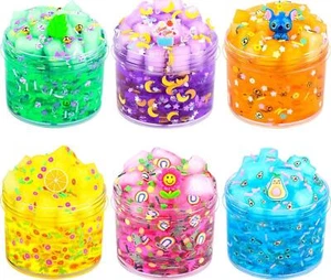 Pack de 6 Cubos de Gelatina Kit de Slime Crujiente, con Amarillo, Rosa, Púrpura, Verde y Azul - Imagen 1 de 7