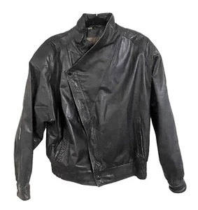 Vintage Wilsons schwarze Leder Herren Damen Motorrad Jacke mit Gürtel M - Bild 1 von 3