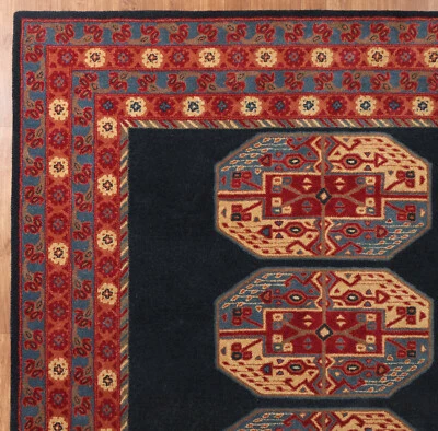 NEEL Blue Handmade Tufted Antique Style Woolen Area Rugs Without Tariff & duty - Image 1 of 4