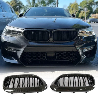 Parrilla delantera de carbono real para BMW G30 G31 G38 F90 M5 17-19 Foto 1 de 4