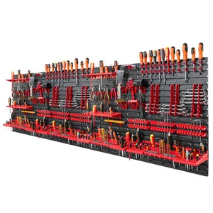 80 Werkzeughalter Werkzeugwand 230x78 cm Werkstattregal Kunststoff Werkstatt rot - Bild 1 von 7