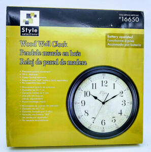 Style Selections Elgin 18" Diameter Wooden Wall Clock - Ebony - Model # 4566E