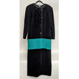VINTAGE OSCAR DE LA RENTA BLACK & GREEN WOMEN'S MAXI DRESS - Picture 1 of 9