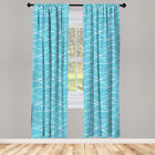 Waves Curtains 2 Panel Set Bicolored Curved Sea Lines