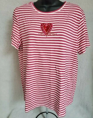 Camisa Heart Be Mine Mujer Talla XL X Grande 16/18 Rosa Blanco Rayas Foto 1 de 4
