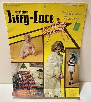 CJ Bates & Son Exciting Jiffy-Lace Crochet Knitting Pattern Leaflet Book - Image 1 of 4