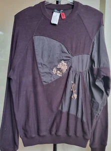 SONIA RYKIEL 100%COTTON/SILK TRIM DARK CHOCOLATE SIZE M CREW NECK KNIT SWEATER - Bild 1 von 9