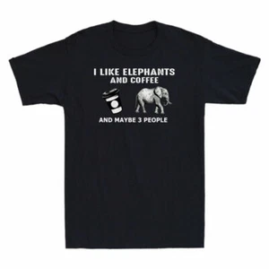 And 3 and Maybe Coffee T-Shirt People Cotton Like Retro Elephants Men's I Black - Picture 1 of 7