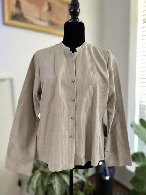 Eileen Fisher Women Silver Silk Cotton  Shiny Blazer Top Sz PM - Image 1 of 4