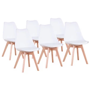 Pack de 6 Sillas de Comedor Tapizadas con Patas de Madera Diseño Nórdico Blanco - Imagen 1 de 11
