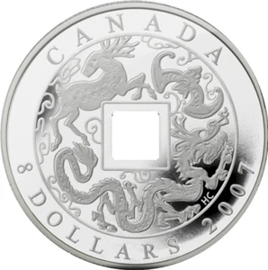 2007 $8 Fine Silver Chinese square hole Coin Canada Royal Mint - Bild 1 von 1