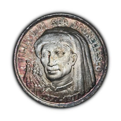 SAN MARINO. 1977, 1000 Lire, Silver - Filippo di ser Brunellesco 🌈 Toned 1 - Image 1 of 3