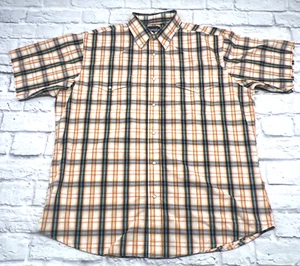 Wrangler Pearl Snap Western Hemd Herren XL orange kariert Kurzarm Chore Arbeit - Bild 1 von 6