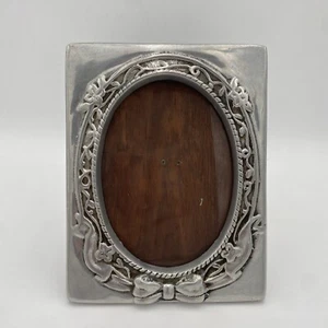 Vintage verzierter mexikanischer 4”x 6” Foto-/Bilderrahmen Sandguss Aluminium Holz Rückseite Floral - Bild 1 von 23