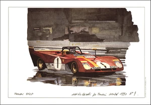1990 Vintage Print Ferrari 312/P 312 P Racing Red Exotic Super Car Illustration - Picture 1 of 3
