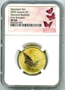 2025 $1 CANADA NGC SP69 MONARCH BUTTERFLY LOON LOONIE FIRST RELEASES - SCARCE - Picture 1 of 2
