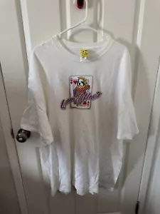 T-shirt uomo abbigliamento sportivo cane grande bianco vintage taglia 2XL carta regina di cuori anni 90 Y2K - Foto 1 di 4