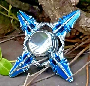 Cool Metal Silver Blue Fidget Spinner Toy Boys Girls Kids Adults ADHD Focus 👀 - Picture 1 of 12