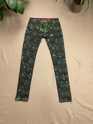 Женские узкие джинсы из денима Custo Barcelona Ultra All Over Print размер 28 зеленые - Изображение 1 из 4