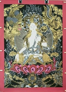 Handpainted Original Tibetan White Tara XLarge thangka Painting, Nepal -BTWT-126 - Picture 1 of 10