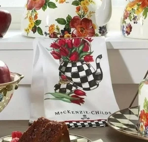 Set of 2 Tea Towels in the style MacKenzie Child Kitchen Checked Gypsy Romany - Picture 1 of 2