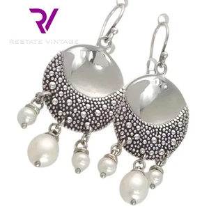 Michael Dawkins Sterling Starry Night Pearl Textured Drop Earrings - Picture 1 of 5