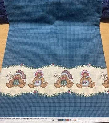 "Ted E. Bear Christmas Border" by Past & Presents Daisy Kingdom Vintage Fabric - Image 1 of 4