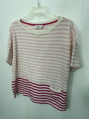 Suéter Vineyard Vines XL Rosa Rayas Manga Corta Algodón Bolsillo  Foto 1 de 4