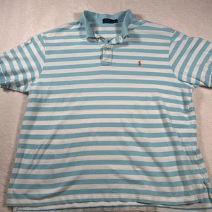 Polo Ralph Lauren polo blu cielo righe bianche classica pony uomo 3XB 3XL grande - Foto 1 di 7
