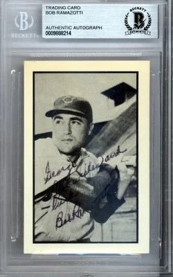 Bob Ramazotti Auto Signed 1953 Bowman Reprint Card 41 Cubs "To George" Beckett - Image 1 of 2