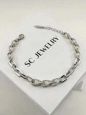 Twisted Rope Chain Silver Bracelet | Minimal Luxury - Image 1 of 4