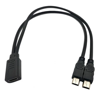USB Type C Female to 2 Dual Mini Male Connector Charging Splitter Adapter Cable - Image 1 of 4