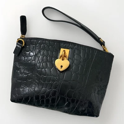 Candado corazón negro dorado muñeca cuero cocodrilo Sharif Legacy Setosa Foto 1 de 4