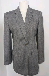 Women's Lauren Ralph Lauren Silk/Wool/Linen Blend Herringbone Single Button... - Bild 1 von 11