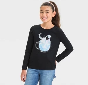 Cat & Jack Girls' Long Sleeve 'Cocoa Critters' Graphic T-Shirt Youth Medium 8-10 - Picture 1 of 5