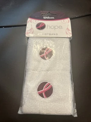 Breast Cancer Awareness Wristbands Wilson Set of 2  White Wristbands. - Image 1 of 4
