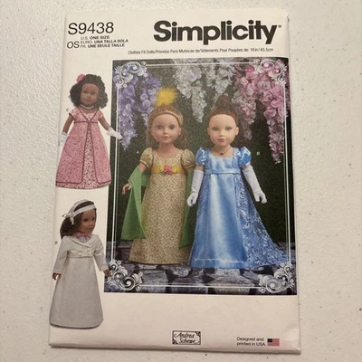 Simplicity 9438 18" Doll Clothes Sewing Craft Pattern Formal Dress UNCUT - Image 1 of 3
