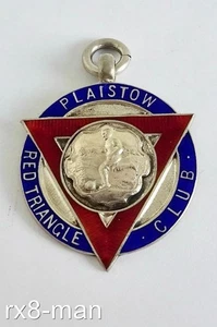 RELOJ DE FÚTBOL AMERICANO CLUB TRIÁNGULO ROJO PLAISTOW ESMALTADO PLATA MACIZA 1927 MEDALLA FOB - Imagen 1 de 7