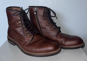 NORDSTROM Herren Shop Leder Elegant Stiefel Schnürung Reißverschluss 10 M Gummisohle Hoch Top - Bild 1 von 7