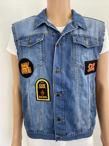 Vintage Ozzy Osbourne Men’s S-M Ladies M-L Blue Denim Patches Vest - Picture 1 of 13